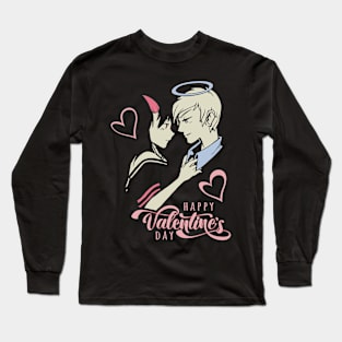 Valentine's Day Devil Angel Cartoon Boundless Love Gift Long Sleeve T-Shirt